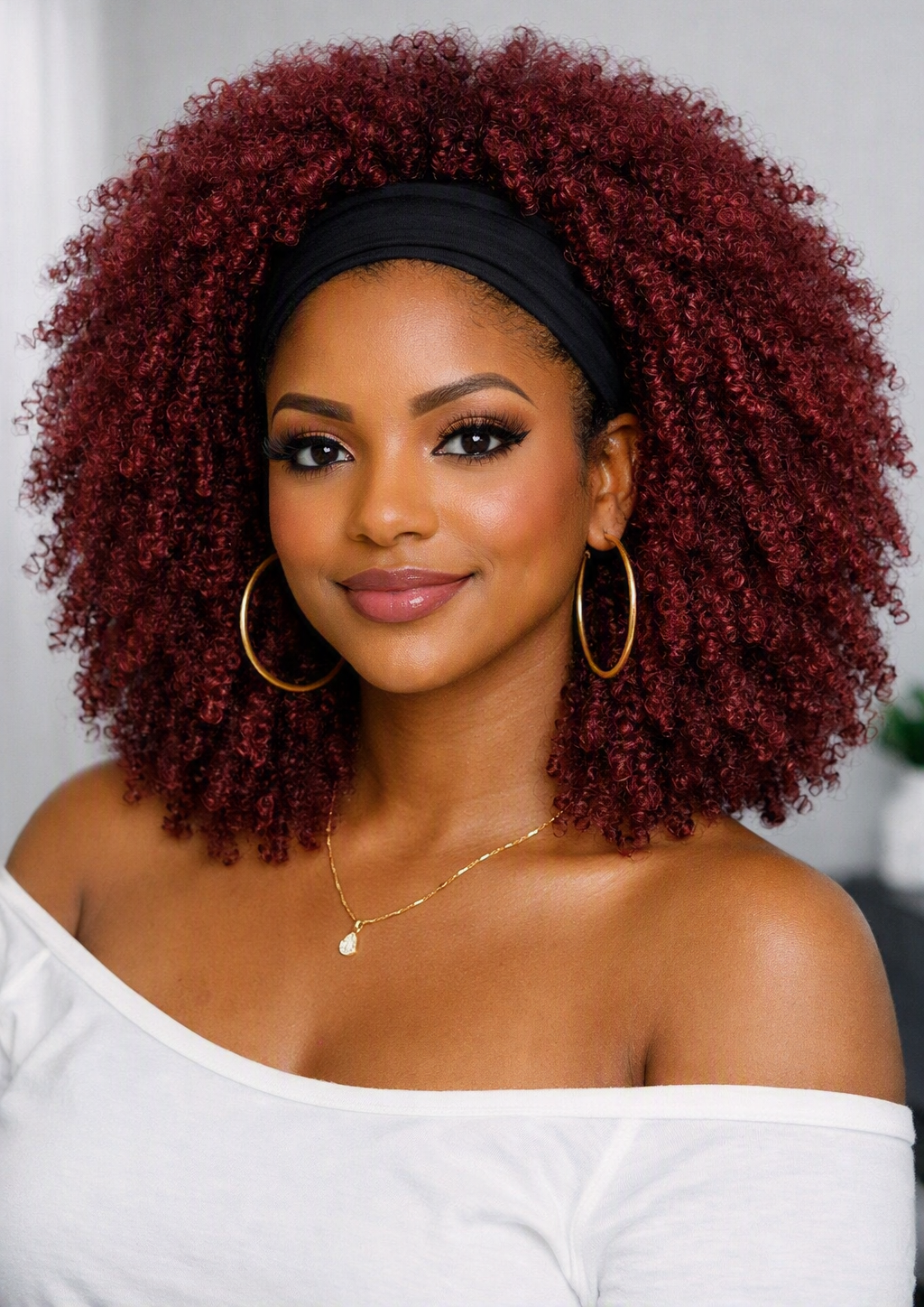 Human Hair Afro Headband Wig